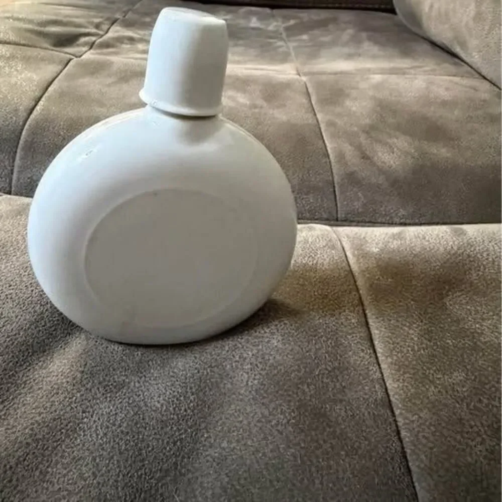 Vintage Japanese Porcelain Flask White Ceramic Canteen with Cup & Cork Stopper